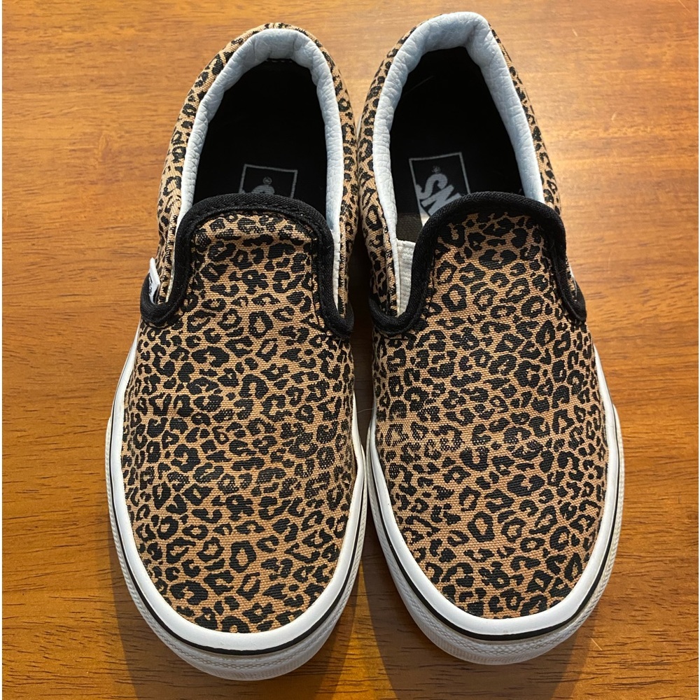 Vans Girls Cheetah Print Slip on Shoes Size 13.5
